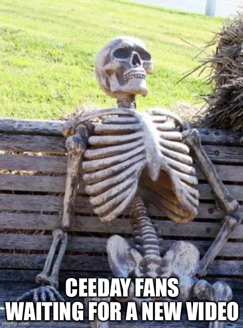 Waiting Skeleton | CEEDAY FANS WAITING FOR A NEW VIDEO | image tagged in memes,waiting skeleton | made w/ Imgflip meme maker