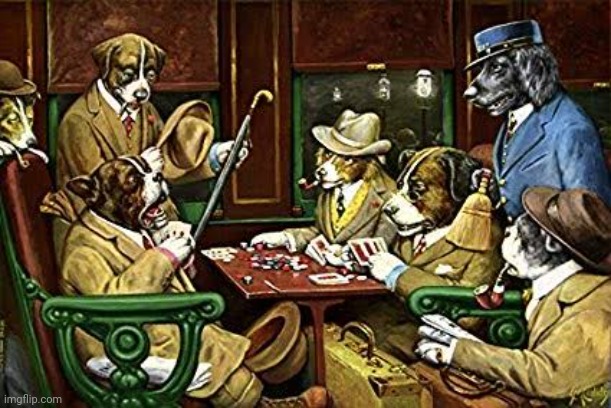 Dogs playing poker | image tagged in dogs playing poker | made w/ Imgflip meme maker