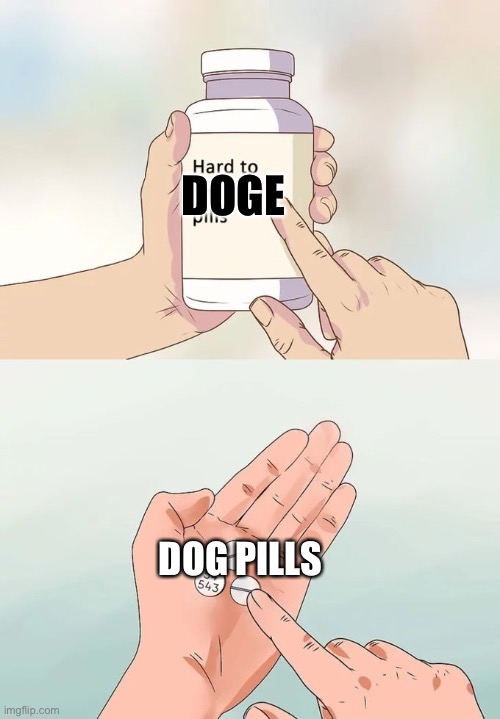 Hard To Swallow Pills Meme | DOGE; DOG PILLS | image tagged in memes,hard to swallow pills | made w/ Imgflip meme maker