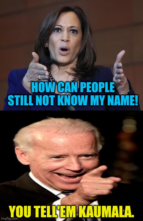 Kaumala Shama Dala Da Ding Dong | HOW CAN PEOPLE STILL NOT KNOW MY NAME! YOU TELL'EM KAUMALA. | image tagged in kamala harris,joe biden,drstrangmeme,conservatives | made w/ Imgflip meme maker