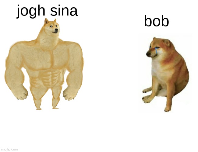 Buff Doge vs. Cheems | jogh sina; bob | image tagged in memes,buff doge vs cheems | made w/ Imgflip meme maker