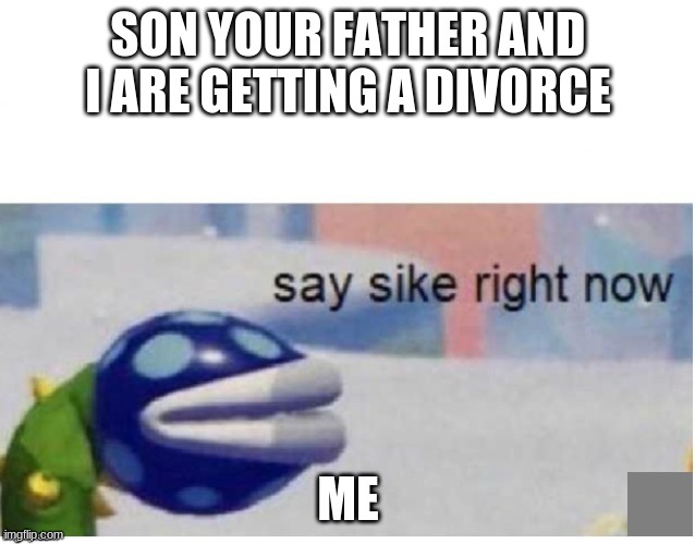 real life | SON YOUR FATHER AND I ARE GETTING A DIVORCE; ME | image tagged in say sike right now | made w/ Imgflip meme maker