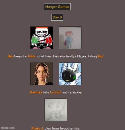 Day nine: In which everyone dies to everyone else. Except for Proto-1. | made w/ Imgflip meme maker