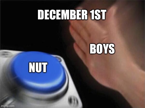 Blank Nut Button | DECEMBER 1ST; BOYS; NUT | image tagged in memes,blank nut button | made w/ Imgflip meme maker