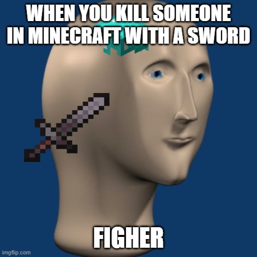 meme man | WHEN YOU KILL SOMEONE IN MINECRAFT WITH A SWORD; FIGHER | image tagged in meme man | made w/ Imgflip meme maker