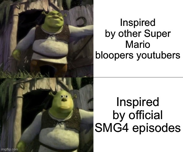 Shocked Shrek Face Swap | Inspired by other Super Mario bloopers youtubers Inspired by official SMG4 episodes | image tagged in shocked shrek face swap | made w/ Imgflip meme maker