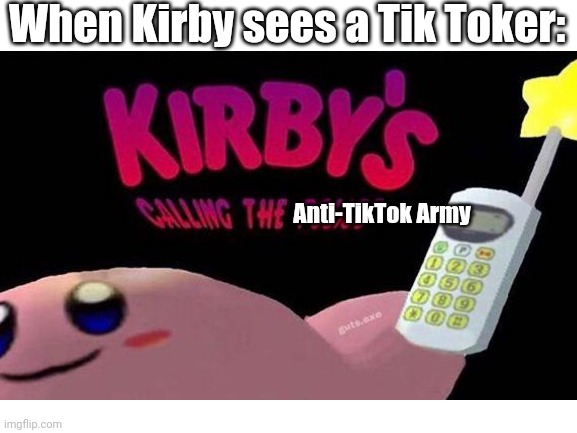 When Kirby sees a Tik Toker:; Anti-TikTok Army | made w/ Imgflip meme maker