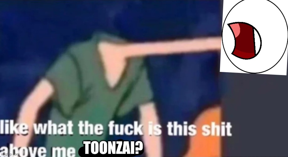 Like what the f*ck is this sh*t above me scoob | TOONZAI? | image tagged in like what the f ck is this sh t above me scoob | made w/ Imgflip meme maker