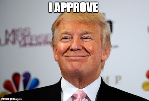 Donald trump approves | I APPROVE | image tagged in donald trump approves | made w/ Imgflip meme maker