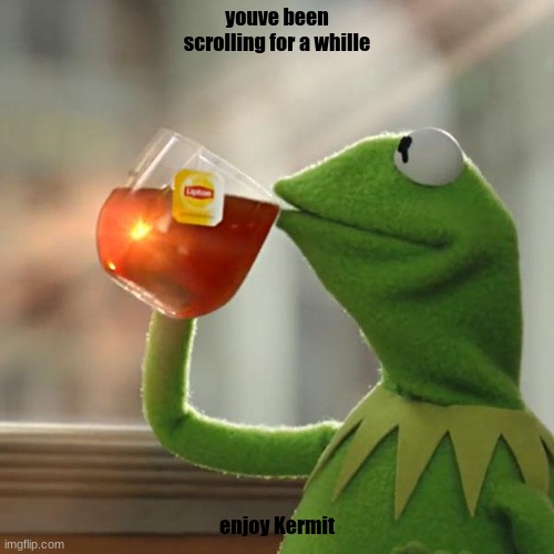 Enjoy Kermit. |  youve been scrolling for a whille; enjoy Kermit | image tagged in memes,kermit the frog | made w/ Imgflip meme maker