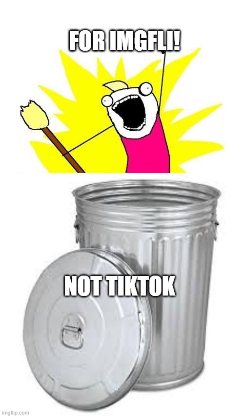 TIKTOK is trash | FOR IMGFLI! NOT TIKTOK | image tagged in memes,x all the y,galvanized trash can | made w/ Imgflip meme maker