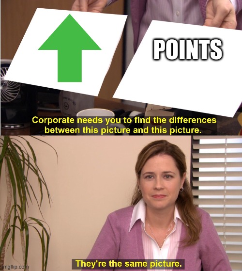 find the difference between | POINTS | image tagged in find the difference between | made w/ Imgflip meme maker