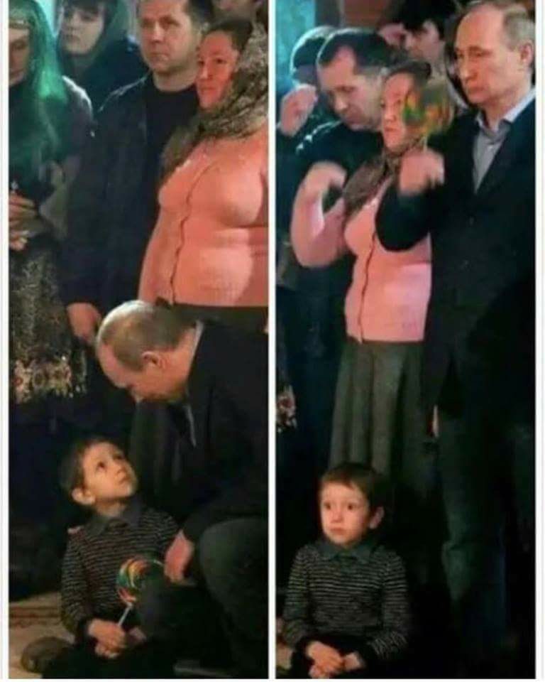Putin with boy Blank Meme Template