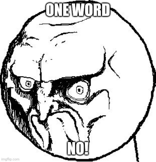 No Rage Face | ONE WORD NO! | image tagged in no rage face | made w/ Imgflip meme maker