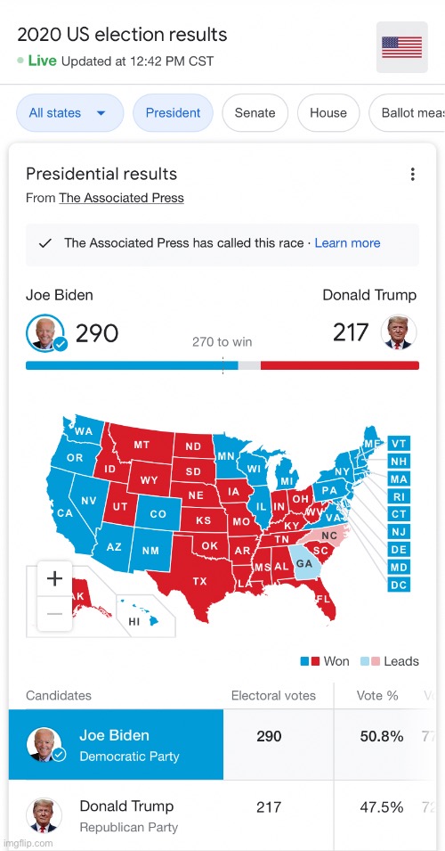 Purdy map, i'nnt it? (Current as of 11/12/20) | image tagged in election 2020,2020 elections | made w/ Imgflip meme maker