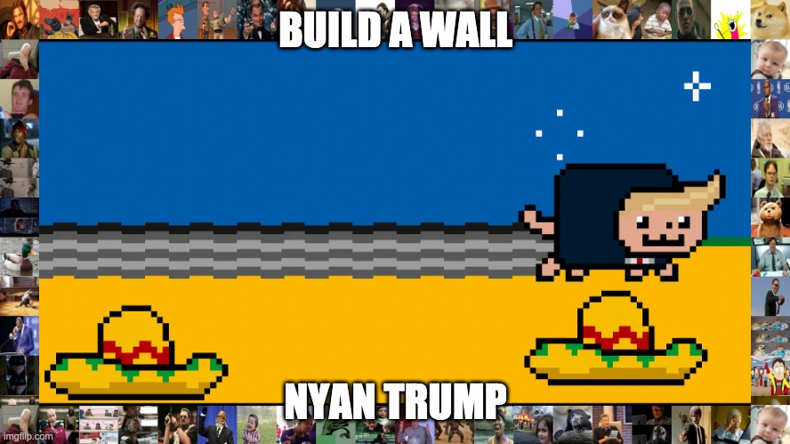 NYAN TRUMP | BUILD A WALL; NYAN TRUMP | image tagged in donald trump | made w/ Imgflip meme maker