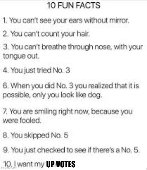 ten facts | UP VOTES | image tagged in ten facts | made w/ Imgflip meme maker