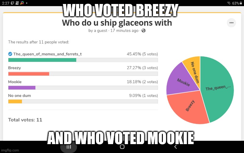 WHO VOTED BREEZY; AND WHO VOTED MOOKIE | made w/ Imgflip meme maker