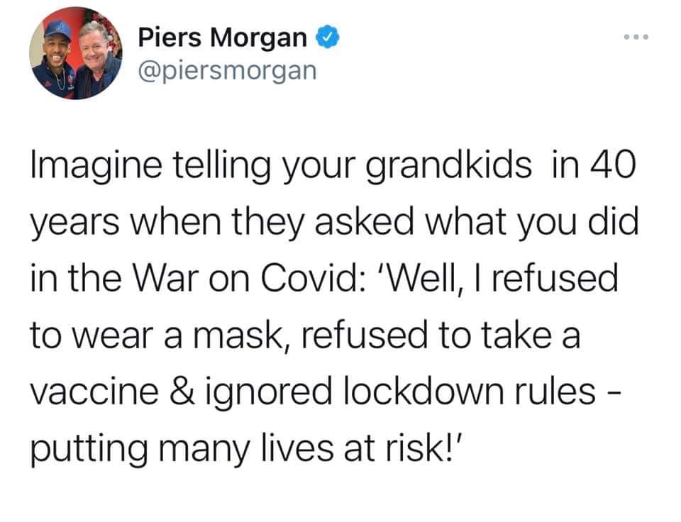 Piers Morgan tweet covid Blank Meme Template