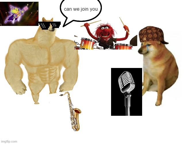 Buff Doge vs. Cheems Meme | can we join you | image tagged in memes,buff doge vs cheems | made w/ Imgflip meme maker