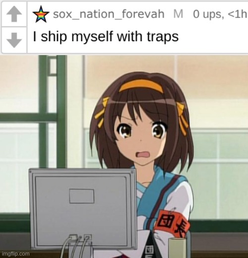 N O | image tagged in haruhi internet disturbed | made w/ Imgflip meme maker
