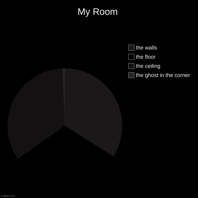 My Room | the ghost in the corner, the ceiling, the floor, the walls | image tagged in charts,pie charts | made w/ Imgflip chart maker