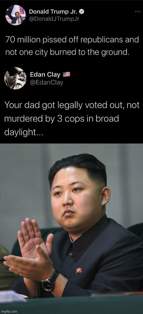 Give em facts | image tagged in kim jong un,trump,politics,funny | made w/ Imgflip meme maker