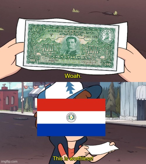 This is Paraguay's currency, currently the most worthless currency in the world. As you may assume, the flag is also that of Par | image tagged in asparagus,funny memes | made w/ Imgflip meme maker