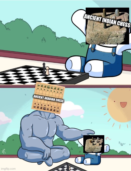 Chess | ANCIENT INDIAN CHESS; ANCIENT ARABIAN CHESS | image tagged in odd1sout vs computer chess | made w/ Imgflip meme maker