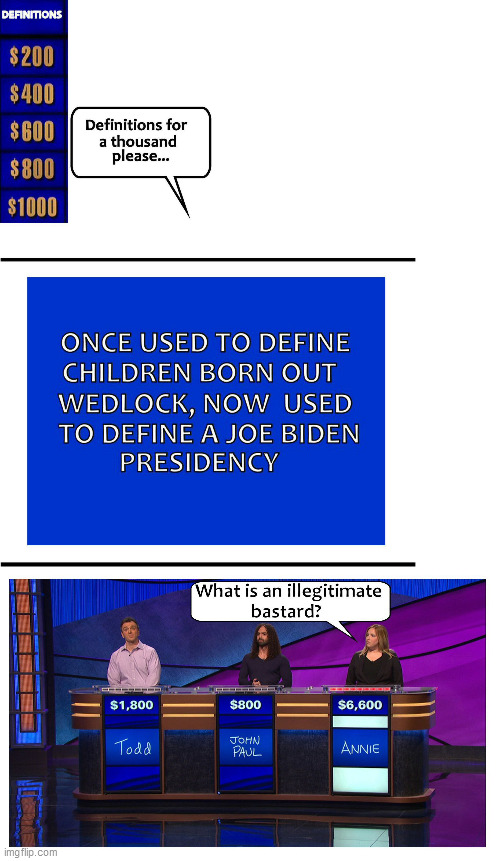 Biden Jeopardy | image tagged in jeopardy | made w/ Imgflip meme maker