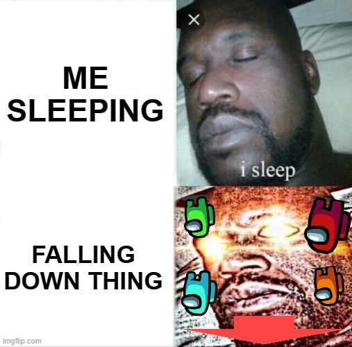 Sleeping Shaq | ME SLEEPING; FALLING DOWN THING | image tagged in memes,sleeping shaq | made w/ Imgflip meme maker
