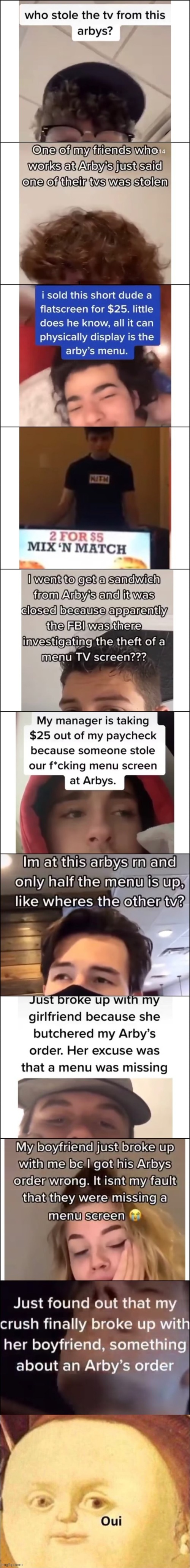 *arby's intensifies* | image tagged in oui | made w/ Imgflip meme maker