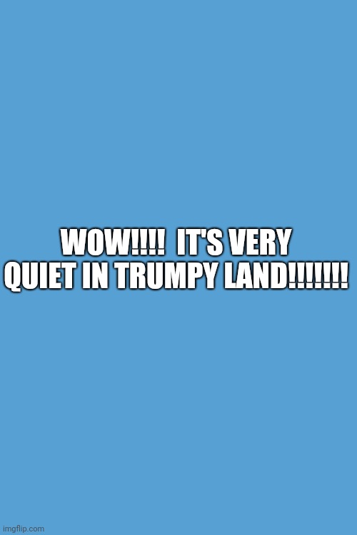 Nice and quiet!!!! | WOW!!!!  IT'S VERY QUIET IN TRUMPY LAND!!!!!!! | image tagged in trump supporters,snowflakes | made w/ Imgflip meme maker