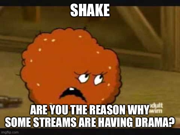 confused meatwad | SHAKE; ARE YOU THE REASON WHY SOME STREAMS ARE HAVING DRAMA? | image tagged in confused meatwad | made w/ Imgflip meme maker