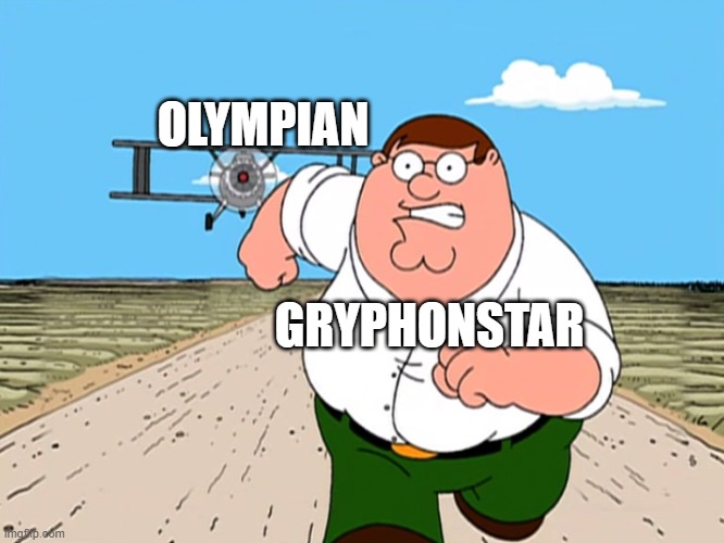 Midnight workouts to prepare for the morning MOD hunter | OLYMPIAN; GRYPHONSTAR | image tagged in peter griffin running away | made w/ Imgflip meme maker