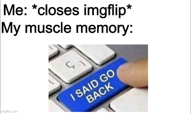 Bruh, I want to go to bed | Me: *closes imgflip*; My muscle memory: | made w/ Imgflip meme maker