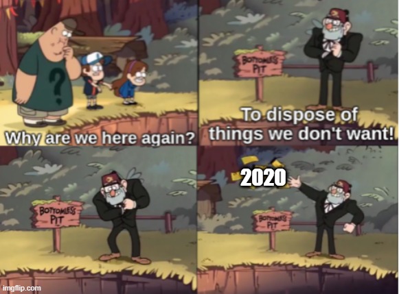 i wish 2020 never existed | 2020 | image tagged in gravity falls bottomless pit | made w/ Imgflip meme maker