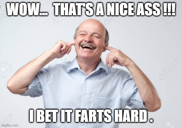 WOW...  THAT'S A NICE ASS !!! I BET IT FARTS HARD . | image tagged in ass | made w/ Imgflip meme maker