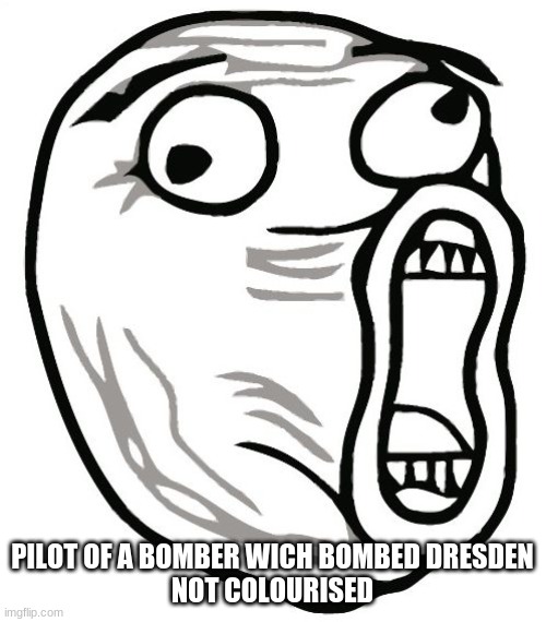 LOL Guy Meme | PILOT OF A BOMBER WICH BOMBED DRESDEN

NOT COLOURISED | image tagged in memes,lol guy | made w/ Imgflip meme maker
