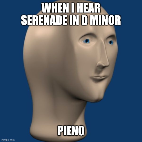 Pieno | WHEN I HEAR SERENADE IN D MINOR; PIENO | image tagged in meme man | made w/ Imgflip meme maker