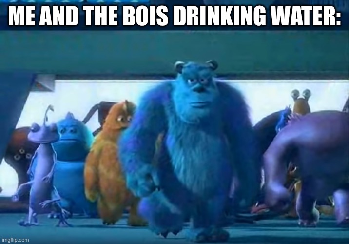 Me and the boys | ME AND THE BOIS DRINKING WATER: | image tagged in me and the boys | made w/ Imgflip meme maker