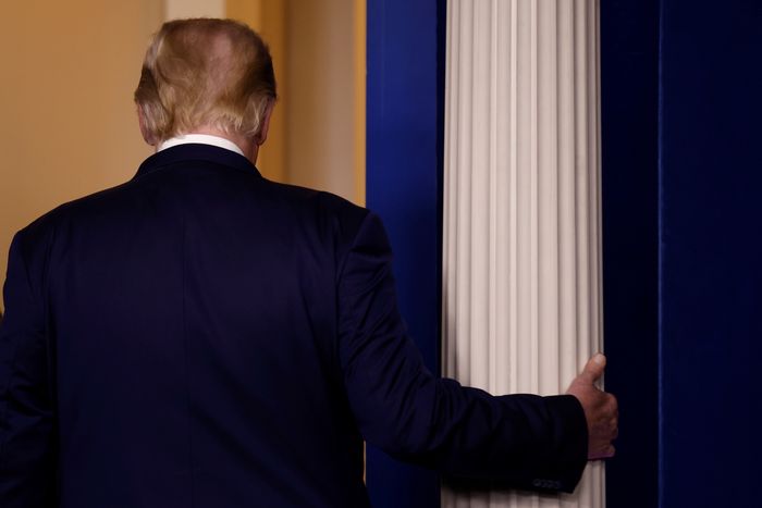 Trump's back after the door hit it Blank Meme Template