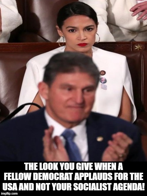 The Look You Give! | THE LOOK YOU GIVE WHEN A FELLOW DEMOCRAT APPLAUDS FOR THE USA AND NOT YOUR SOCIALIST AGENDA! | image tagged in stupid liberals,crazy aoc | made w/ Imgflip meme maker