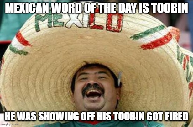 mexican word of the day | MEXICAN WORD OF THE DAY IS TOOBIN; HE WAS SHOWING OFF HIS TOOBIN GOT FIRED | image tagged in liberal media | made w/ Imgflip meme maker