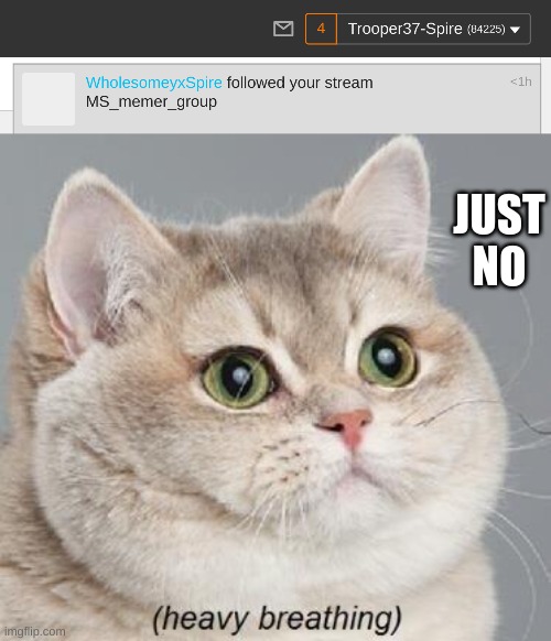JUST NO | image tagged in memes,heavy breathing cat | made w/ Imgflip meme maker