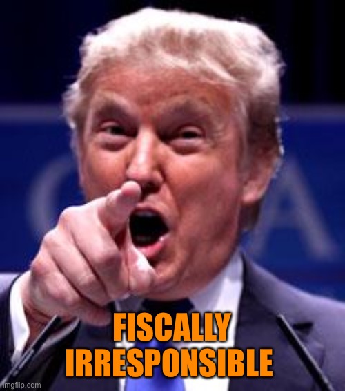 Trump Trademark | FISCALLY IRRESPONSIBLE | image tagged in trump trademark | made w/ Imgflip meme maker