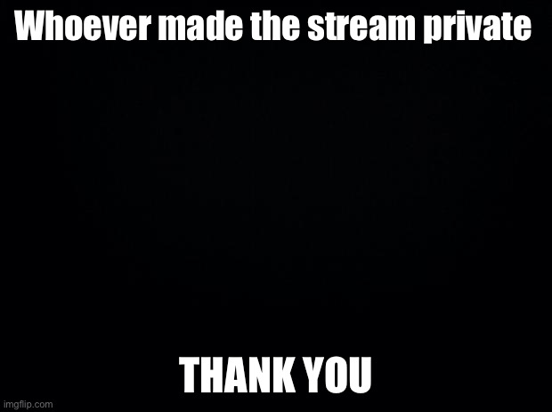 THANK GOD | Whoever made the stream private; THANK YOU | image tagged in black background | made w/ Imgflip meme maker