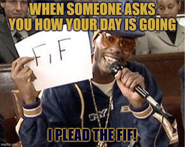 I plead the Fif! Yes sir! | WHEN SOMEONE ASKS YOU HOW YOUR DAY IS GOING; I PLEAD THE FIF! | image tagged in i plead the fif | made w/ Imgflip meme maker