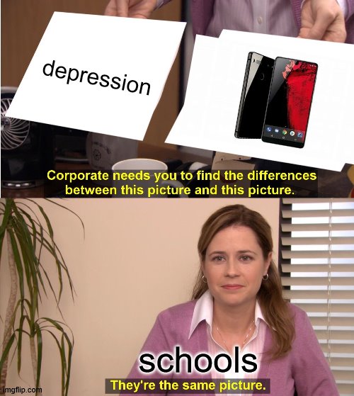 They're The Same Picture | depression; schools | image tagged in memes,they're the same picture | made w/ Imgflip meme maker