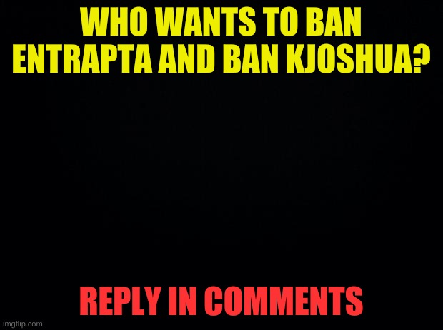 ok | WHO WANTS TO BAN ENTRAPTA AND BAN KJOSHUA? REPLY IN COMMENTS | image tagged in black background | made w/ Imgflip meme maker